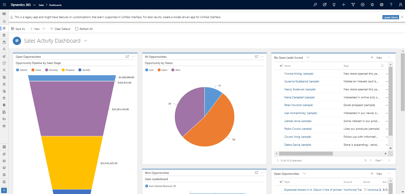 Dynamics 365 Sales pipeline and opportunity board